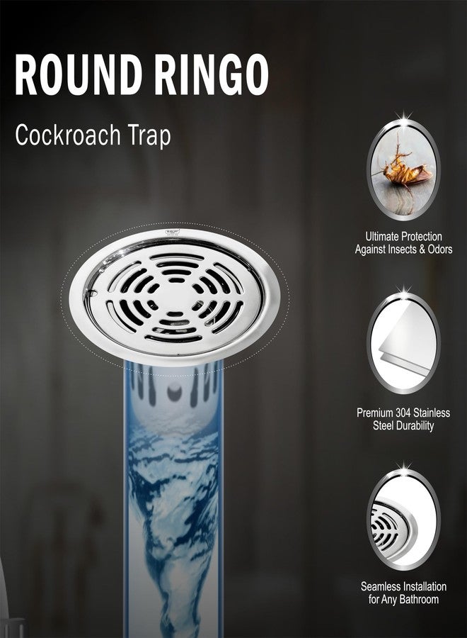 Sanjay Chilly Round Ringo Cockroach Trap 80mm 3 INCH Floor Drain Jali 304 Grade Stainless Steel Kitchen Floor Trap Anti Cockroach & Insects Long Lasting for Bathroom - Image 5